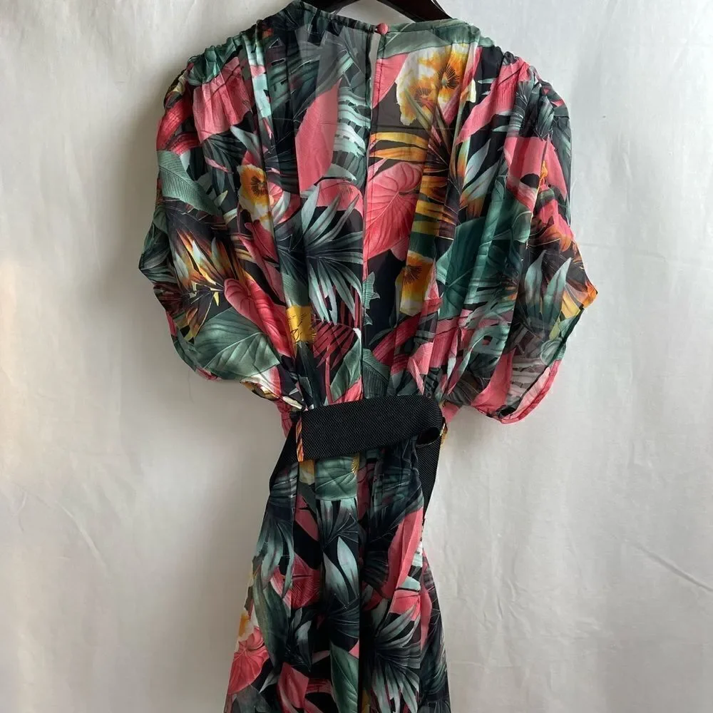 Tropical Kimono Chiffon Romper